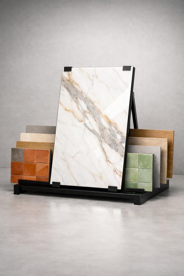 Carreaux grès cérame effet marbre blanc Calacatta doré