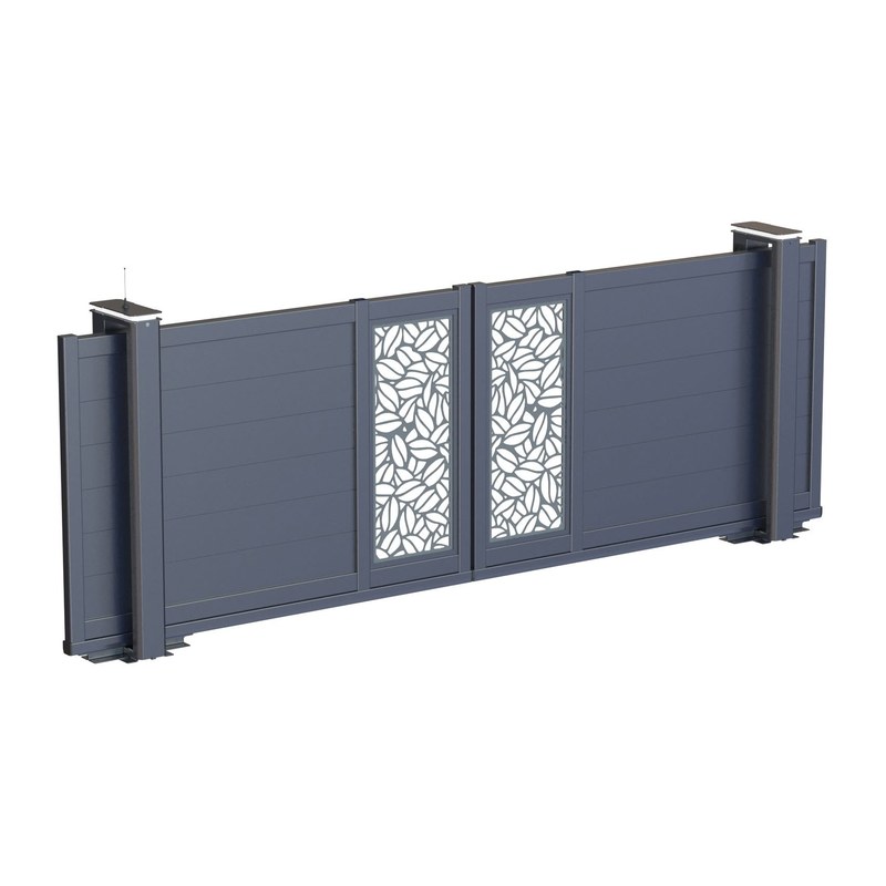 Portail décoratif à double battant en aluminium